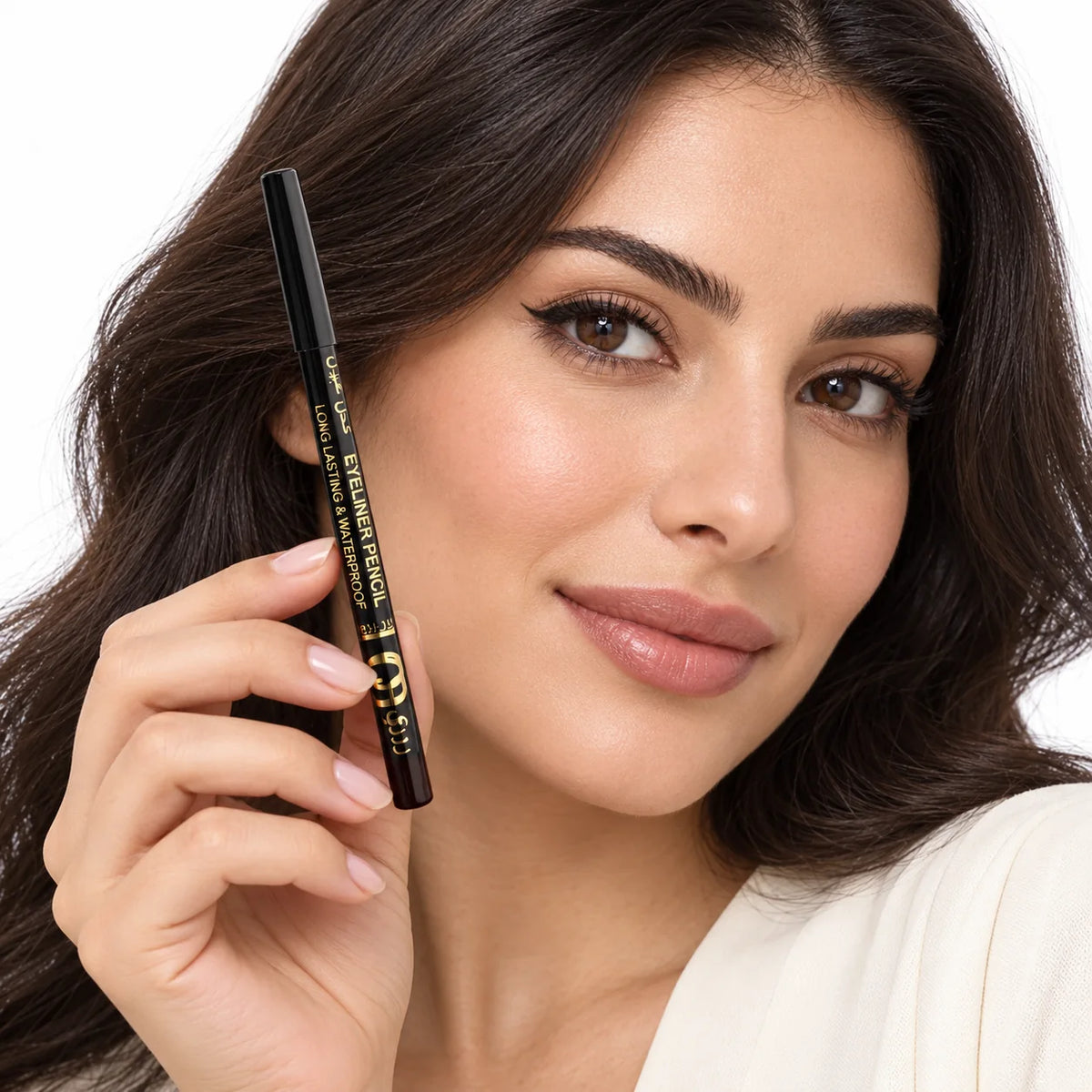 Rose Berry Waterproof Gel Eyeliner - Black - on model